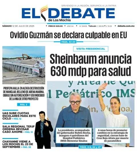 Portada de El Debate de los Mochis del 2025-07-12