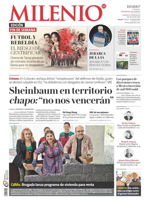 Portada de Milenio del sábado, 12 de julio de 2025