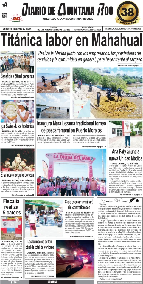 Portada de Diario de Quintana Roo (portada)