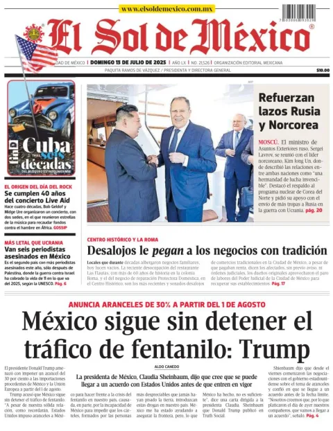 Portada de El Sol de Mexico