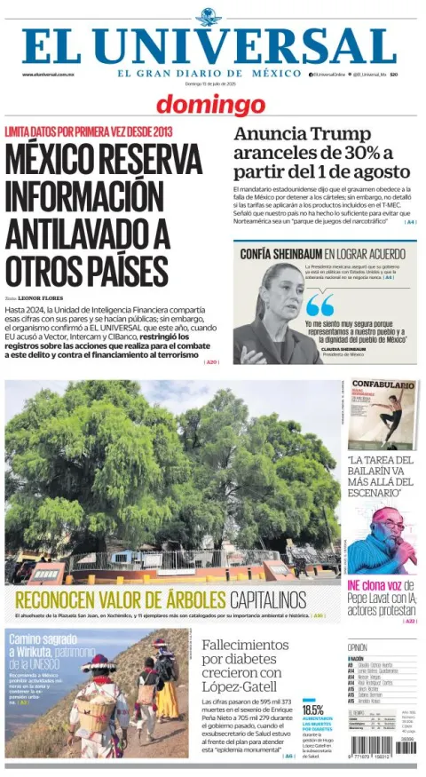 Portada de El Universal