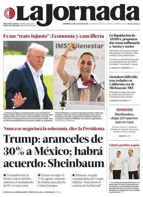 Portada de La Jornada