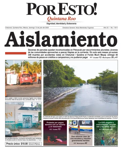 Portada de Por Esto (quintana Roo Chetumal) del domingo, 13 de julio de 2025