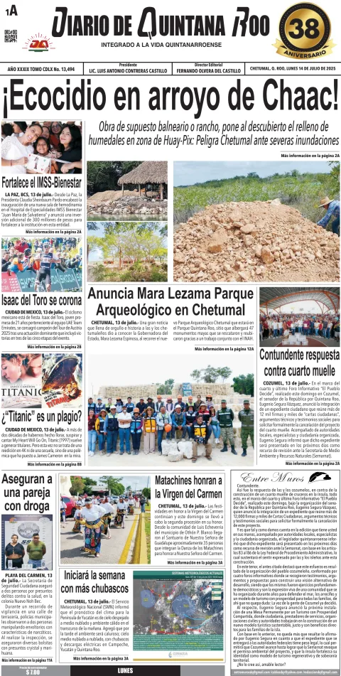 Portada de Diario de Quintana Roo (portada)