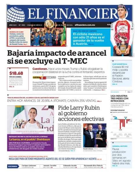 Portada de El Financiero