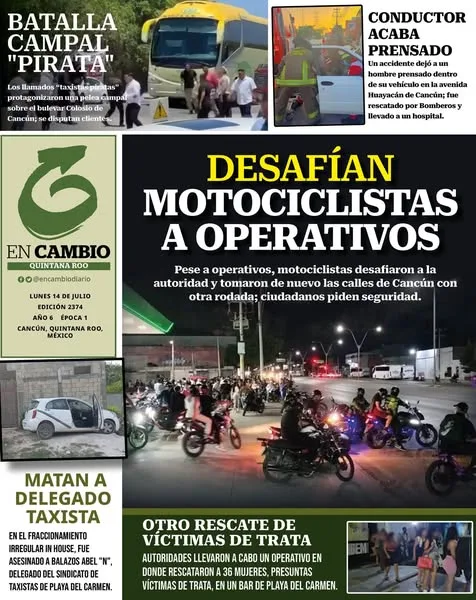 Portada de En Cambio - Quintana Roo (contraportada) del lunes, 14 de julio de 2025