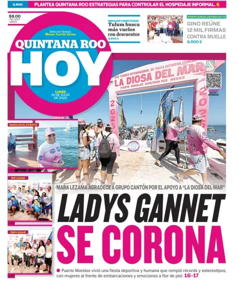 Portada de Quintana Roo Hoy del lunes, 14 de julio de 2025