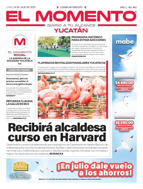Portada de El Momento Yucatan del lunes, 14 de julio de 2025