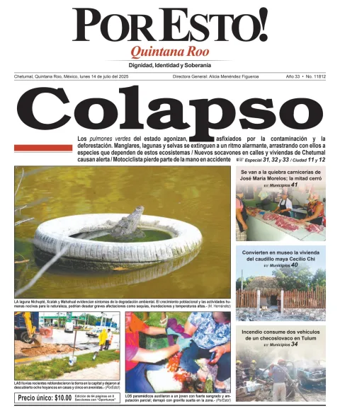 Portada de Por Esto (quintana Roo Chetumal) del lunes, 14 de julio de 2025
