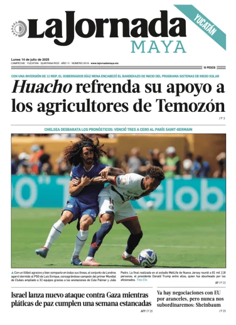 Portada de La Jornada Maya Yucatán del lunes, 14 de julio de 2025