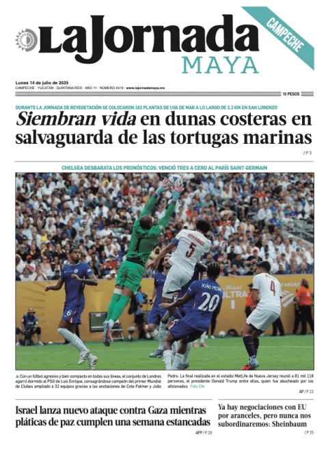 Portada de La Jornada Maya Campeche del lunes, 14 de julio de 2025