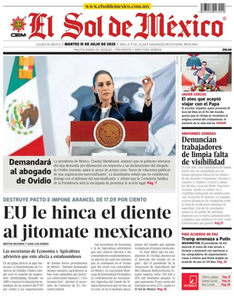 Portada de El Sol de Mexico