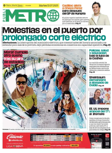 Portada de Publimetro Merida del martes, 15 de julio de 2025