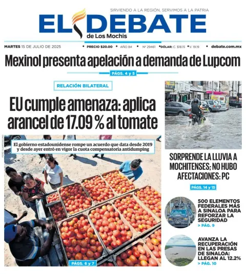 Portada de El Debate de los Mochis del 2025-07-15