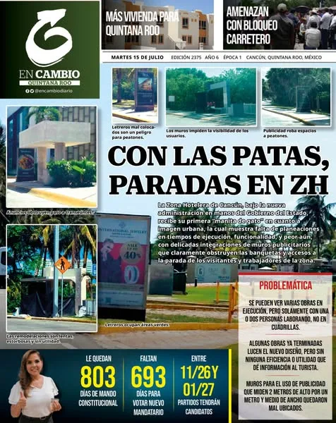 Portada de En Cambio - Quintana Roo (portada) del martes, 15 de julio de 2025