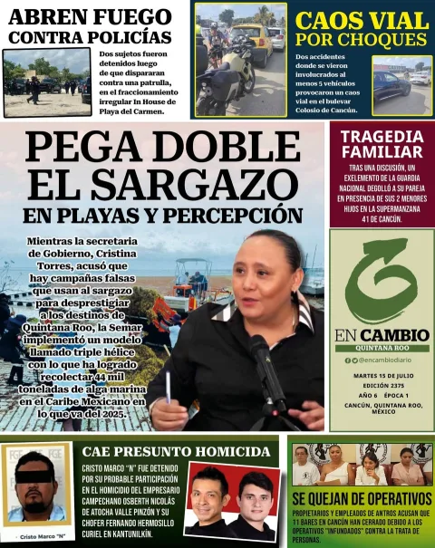 Portada de En Cambio - Quintana Roo (contraportada) del martes, 15 de julio de 2025