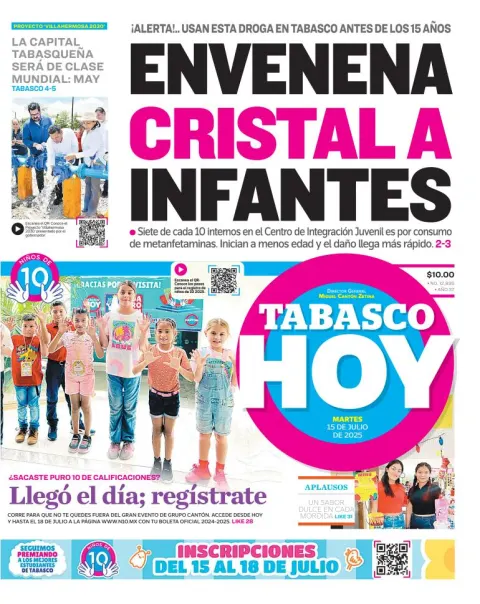 Portada de Tabasco Hoy del 2025-07-15