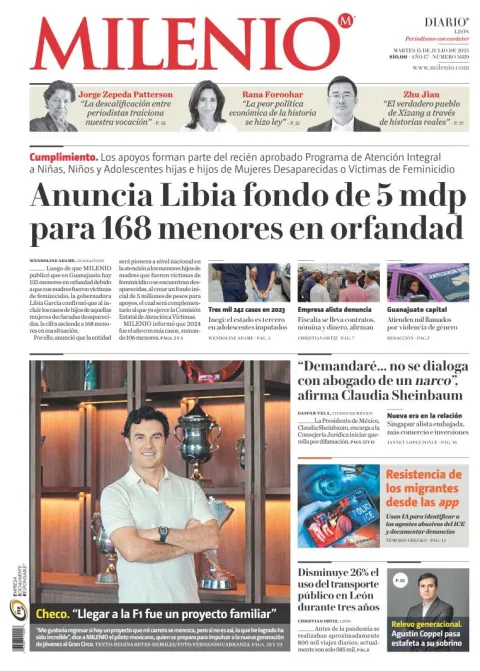 Portada de Milenio Leon del martes, 15 de julio de 2025