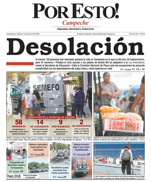 Portada de Por Esto (campeche) del martes, 15 de julio de 2025