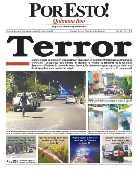 Portada de Por Esto (quintana Roo Chetumal) del martes, 15 de julio de 2025