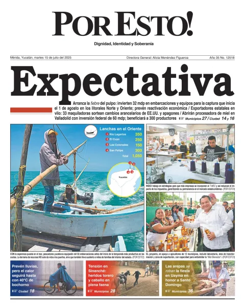 Portada de Por Esto (merida, Yucatan) del martes, 15 de julio de 2025