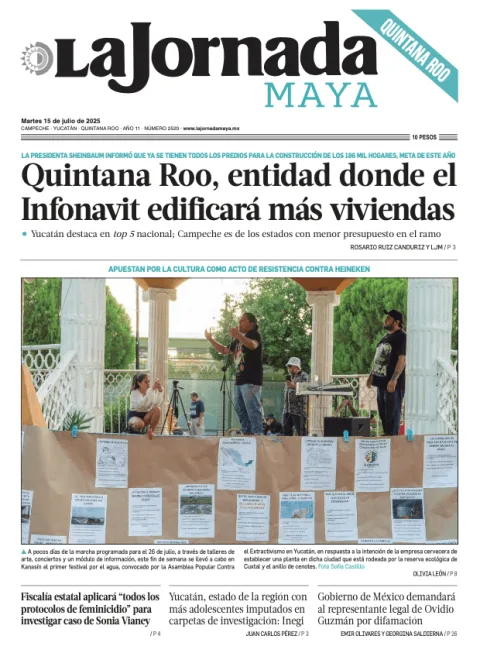 Portada de La Jornada Maya Quintana Roo del martes, 15 de julio de 2025