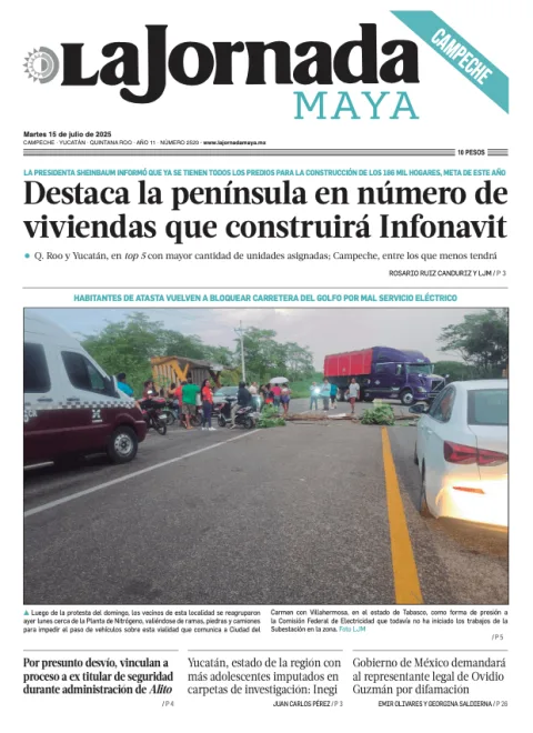 Portada de La Jornada Maya Campeche del martes, 15 de julio de 2025