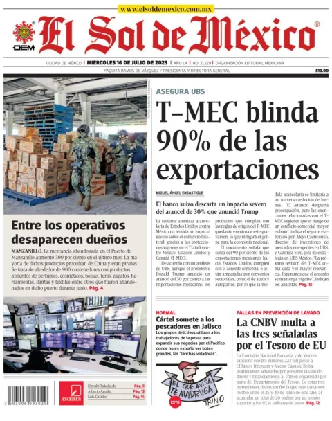 Portada de El Sol de Mexico