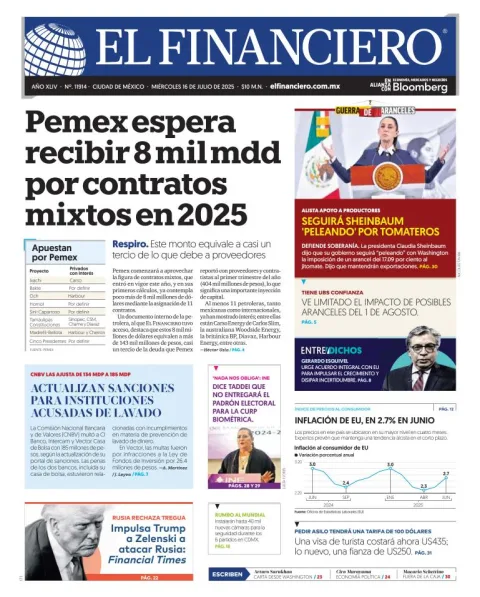 Portada de El Financiero