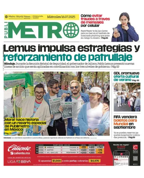 Portada de Publimetro Guadalajara del 2025-07-16