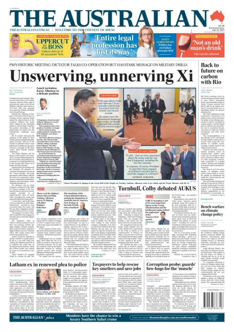 Portada de The Australian del miércoles, 16 de julio de 2025