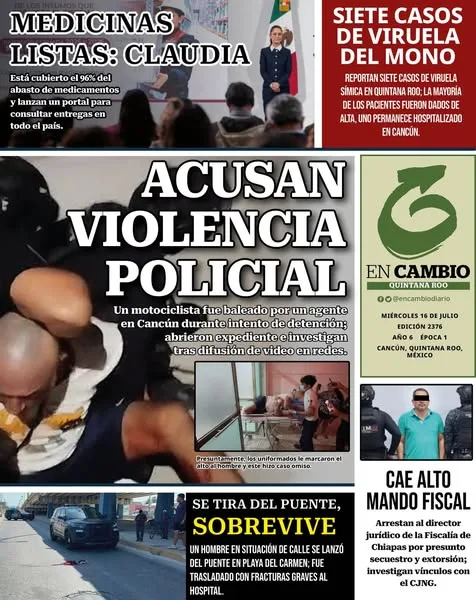 Portada de En Cambio - Quintana Roo (contraportada) del miércoles, 16 de julio de 2025