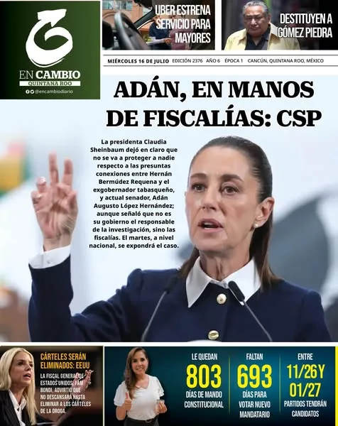 Portada de En Cambio - Quintana Roo (portada) del miércoles, 16 de julio de 2025