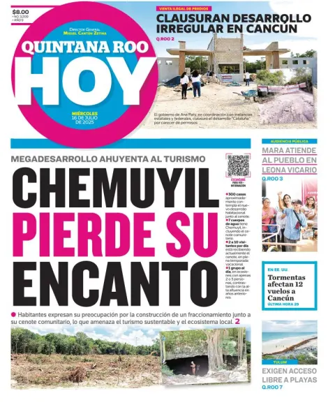 Portada de Quintana Roo Hoy del 2025-07-16