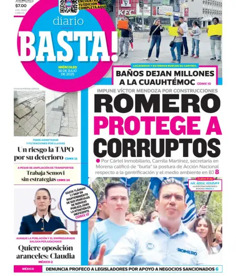Portada de Basta del miércoles, 16 de julio de 2025