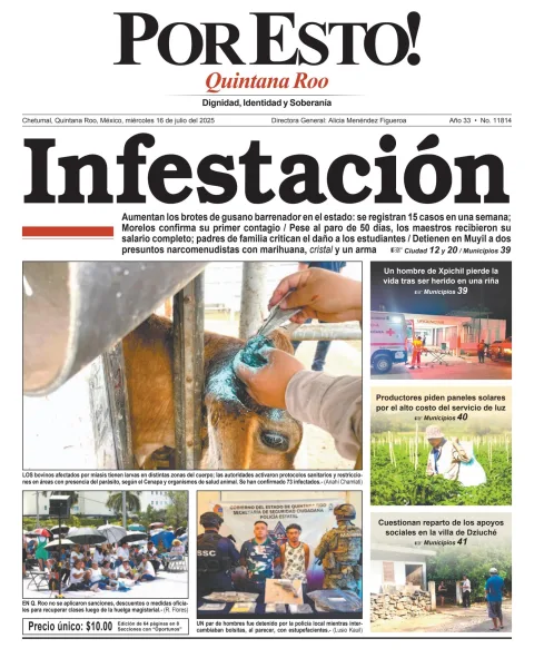 Portada de Por Esto (quintana Roo Chetumal) del miércoles, 16 de julio de 2025