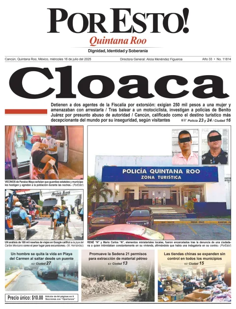 Portada de Por Esto (quintana Roo Cancun) del miércoles, 16 de julio de 2025