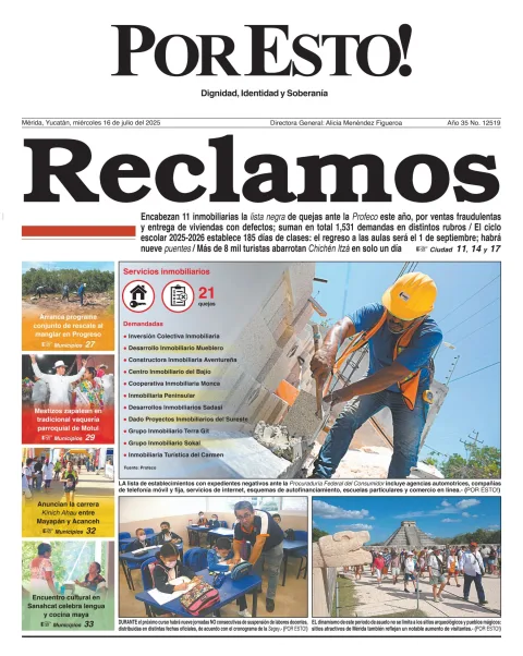 Portada de Por Esto (merida, Yucatan) del miércoles, 16 de julio de 2025