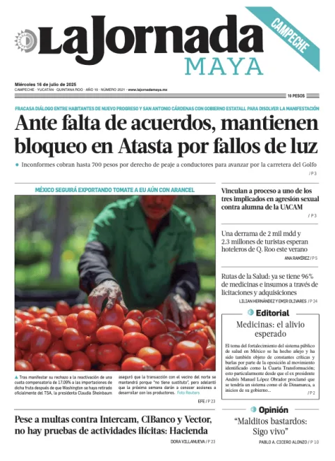 Portada de La Jornada Maya Campeche del miércoles, 16 de julio de 2025