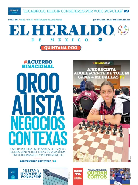 Portada de El Heraldo de Mexico - Quintana Roo del miércoles, 16 de julio de 2025