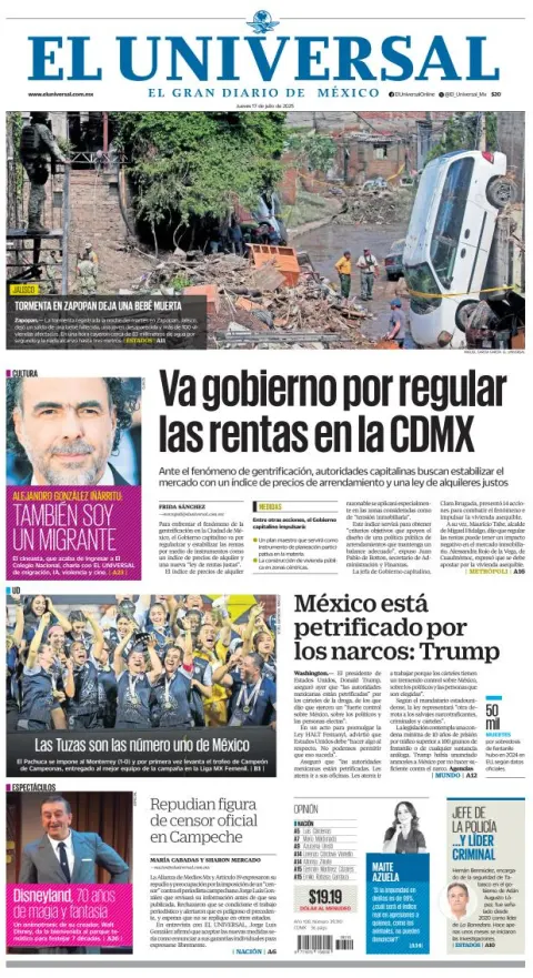 Portada de El Universal