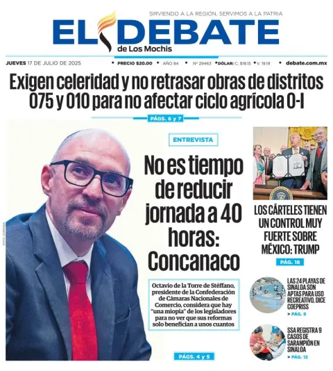 Portada de El Debate de los Mochis del 2025-07-17
