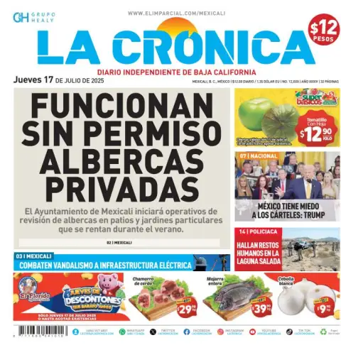 Portada de La Cronica del jueves, 17 de julio de 2025