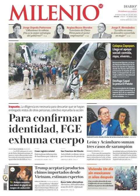 Portada de Milenio Leon del jueves, 17 de julio de 2025