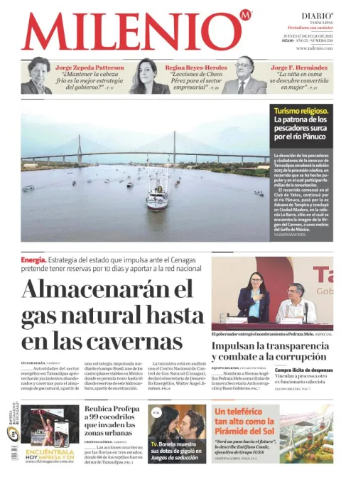 Portada de Milenio Tamaulipas del jueves, 17 de julio de 2025