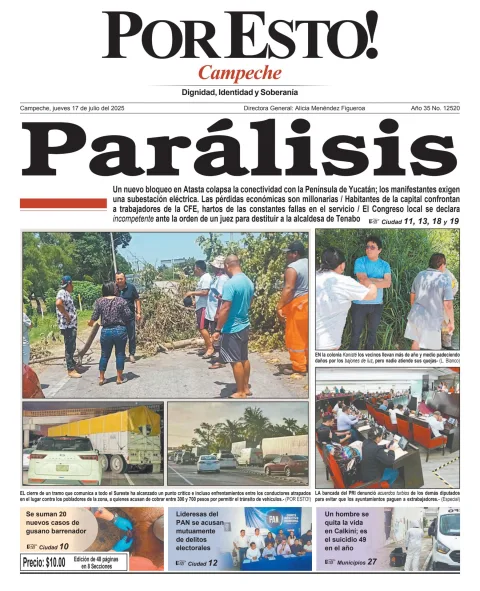Portada de Por Esto (campeche) del jueves, 17 de julio de 2025
