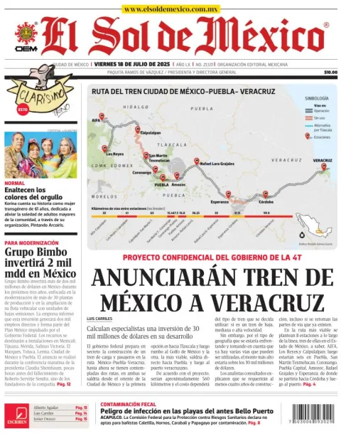 Portada de El Sol de Mexico