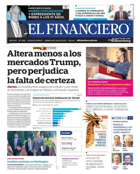 Portada de El Financiero