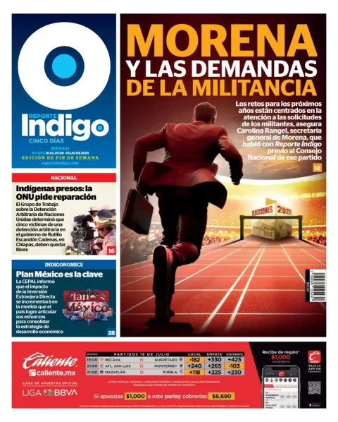 Portada de Reporte Indigo del viernes, 18 de julio de 2025