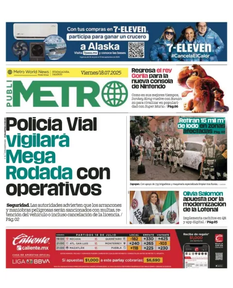 Portada de Publimetro Guadalajara del 2025-07-18